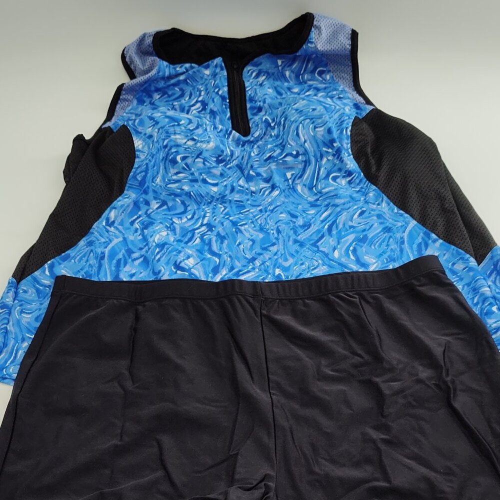 Angel Season Women's Tankini Plus Size 4XL Blue/Black                  P#386@Cmk